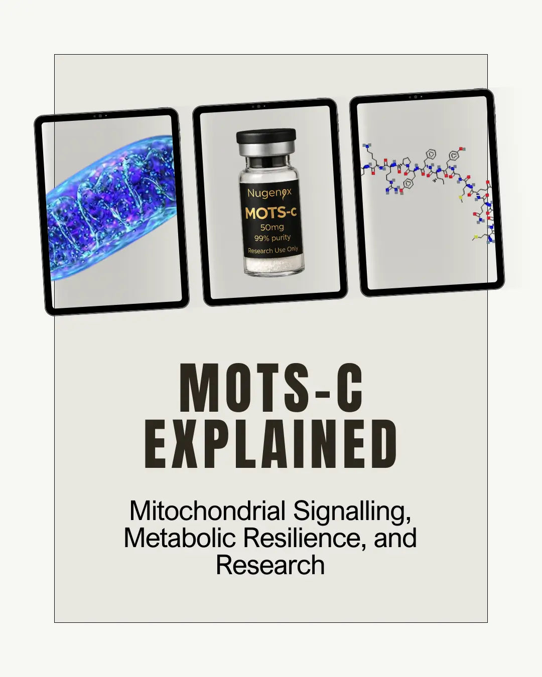 Nugenyx article graphic for MOTS-c research and mitochondrial signalling