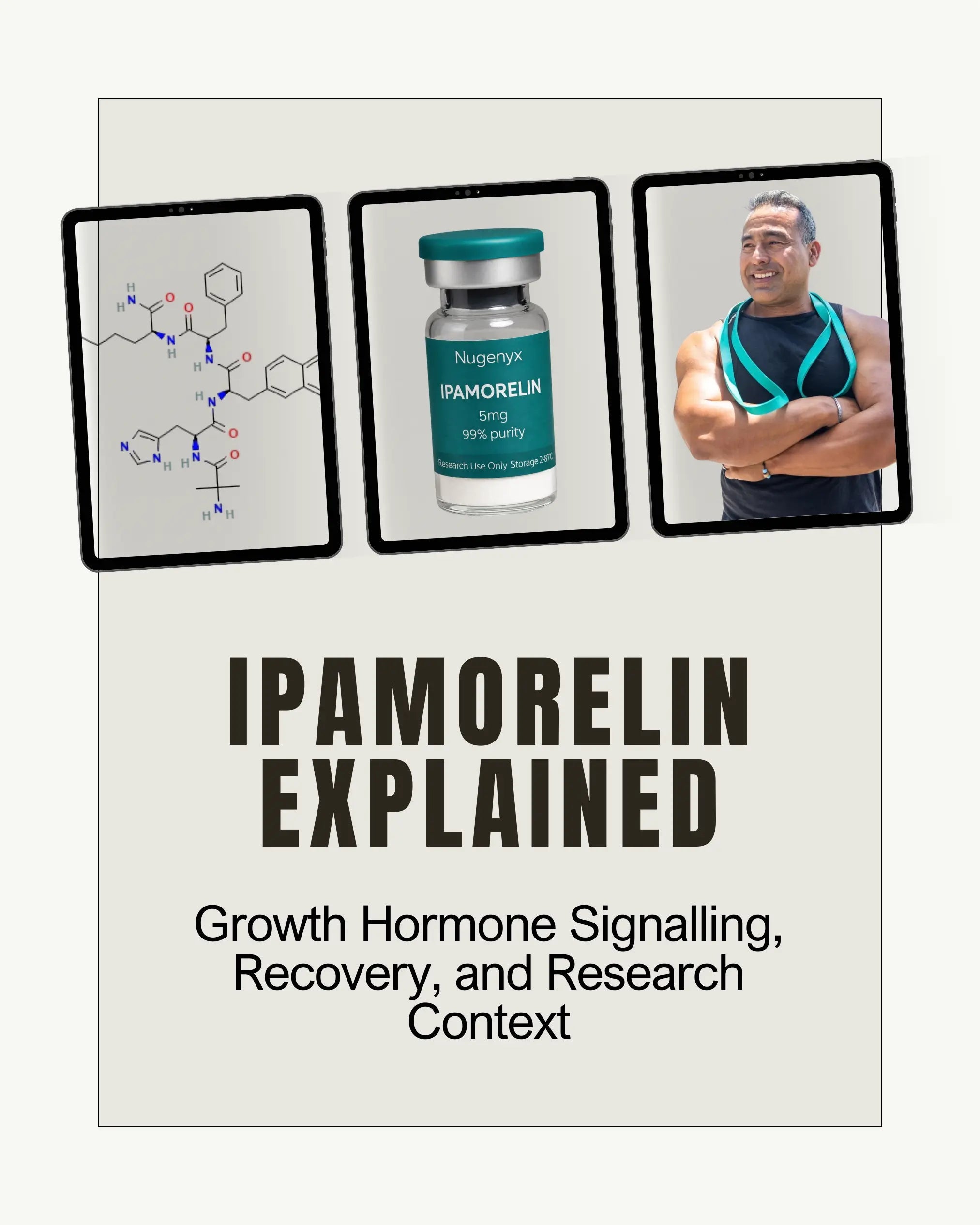 Nugenyx article graphic for Ipamorelin research and growth hormone signalling